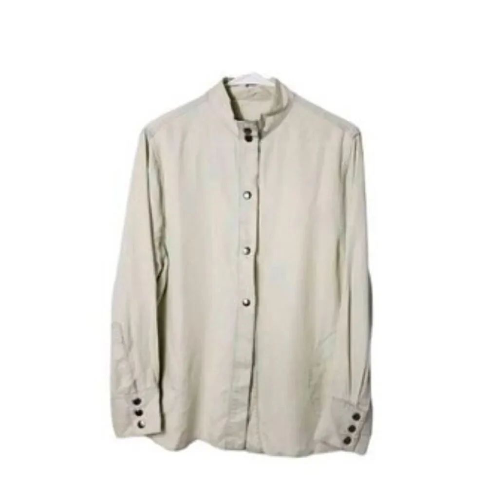 Enza Costa Womens Long Sleeve Top Shirt Button Down Tencel Size 3
